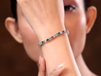 Rainbow Tennis Silver Bracelet For Women