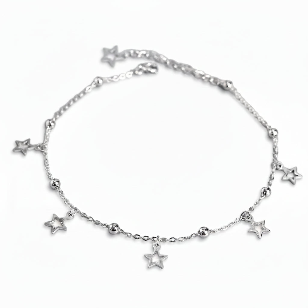 r Stardust Drip Silver Anklet for women 