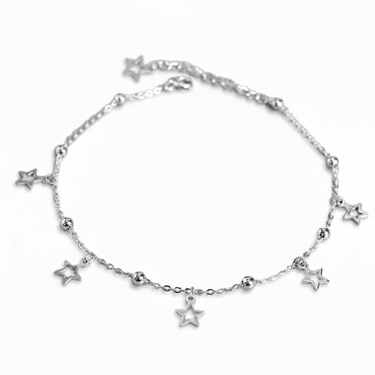 r Stardust Drip Silver Anklet for women 
