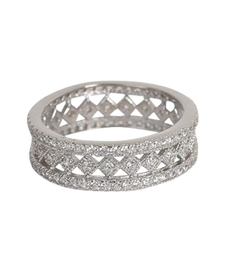 Radiant CZ Diamond Silver Ring